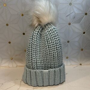 Abercrombie Kids Cozy Knit Kids Beanie with Pom - Light Blue NWT